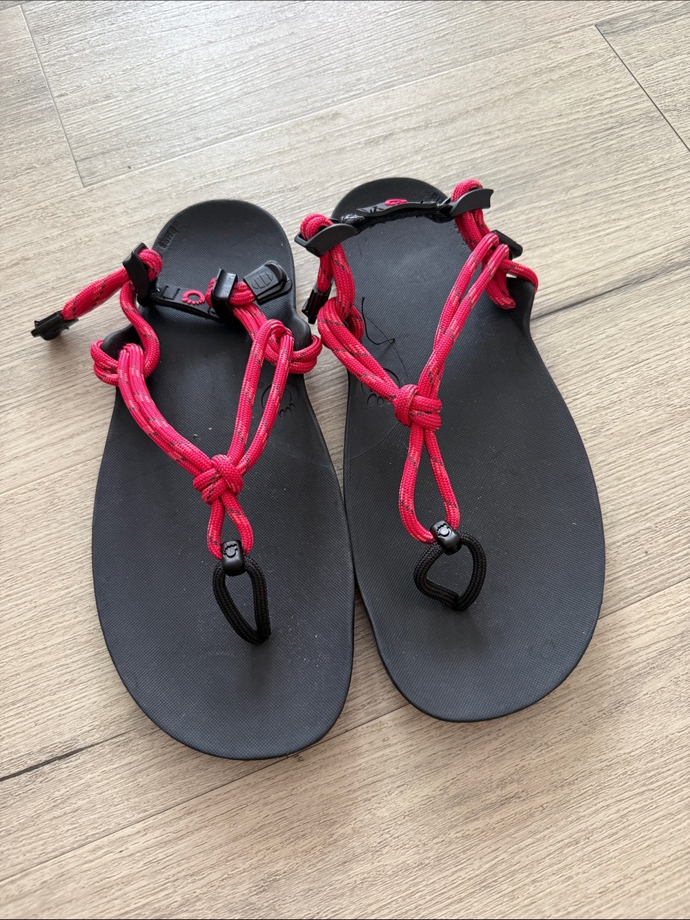 Women’s Black Sandal with Red Rope Straps - Casual Adjustable Summer Sandal
